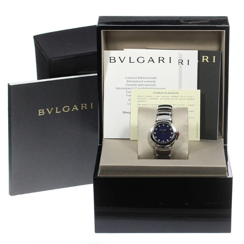 Bvlgari Le Chair Lu28s 12p Diamond Navy Dial Quartz Ladies Watch791366
